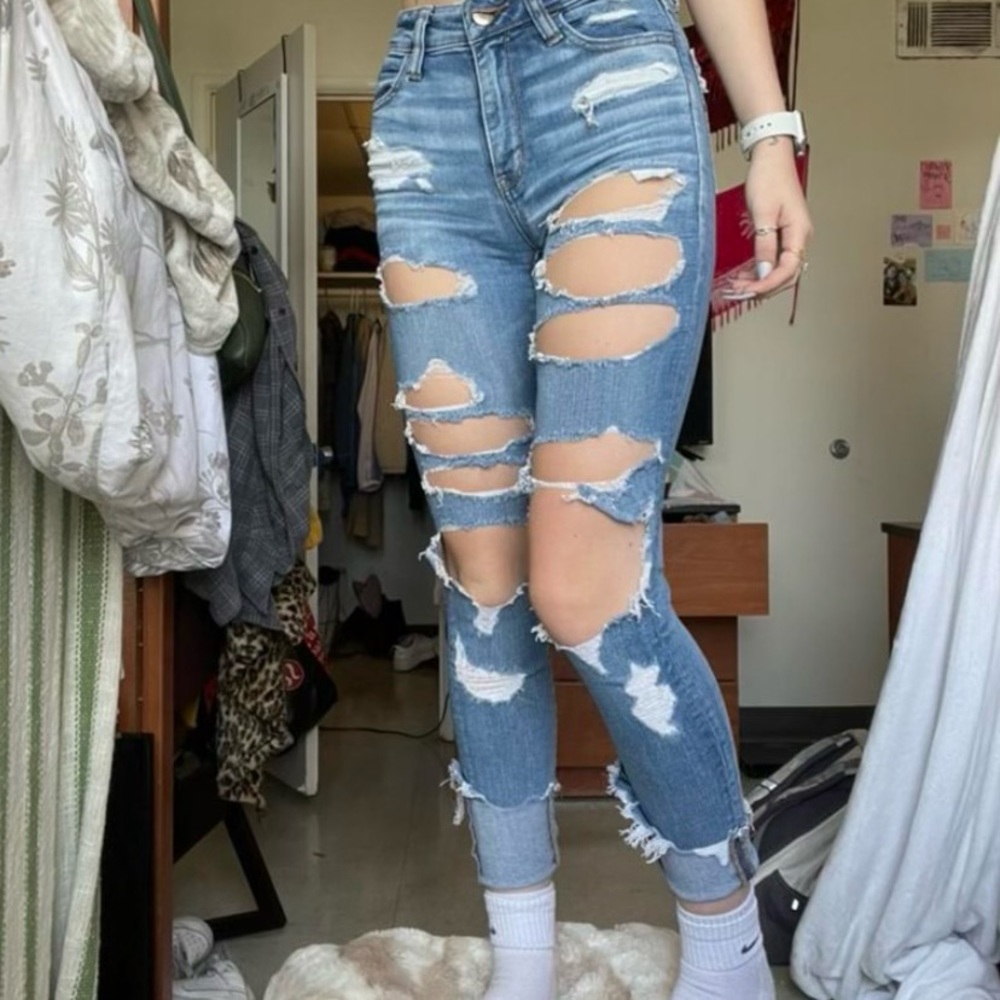 Super ripped American Eagle jeans